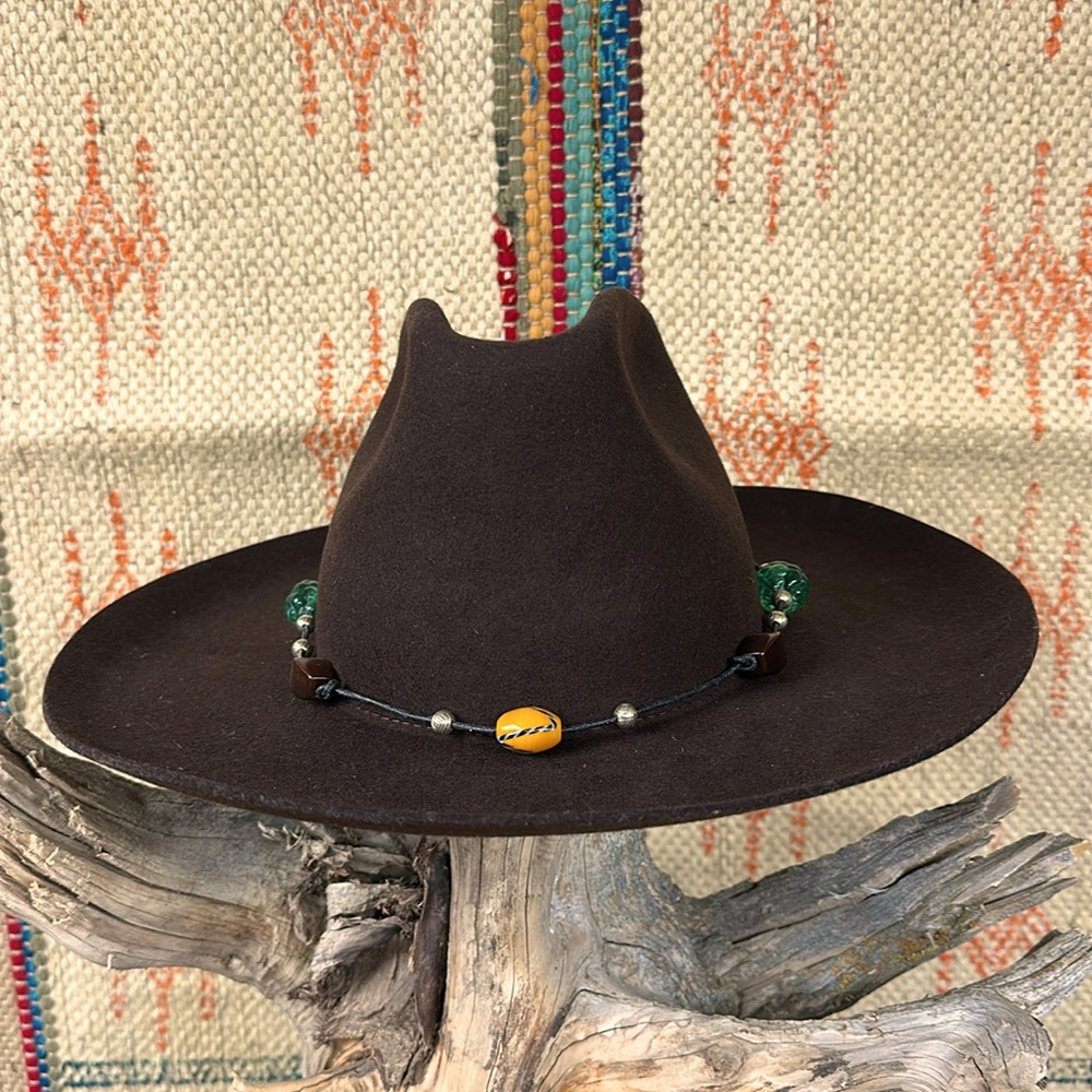 Wild West Wyeth wool hat with hand made hatband.